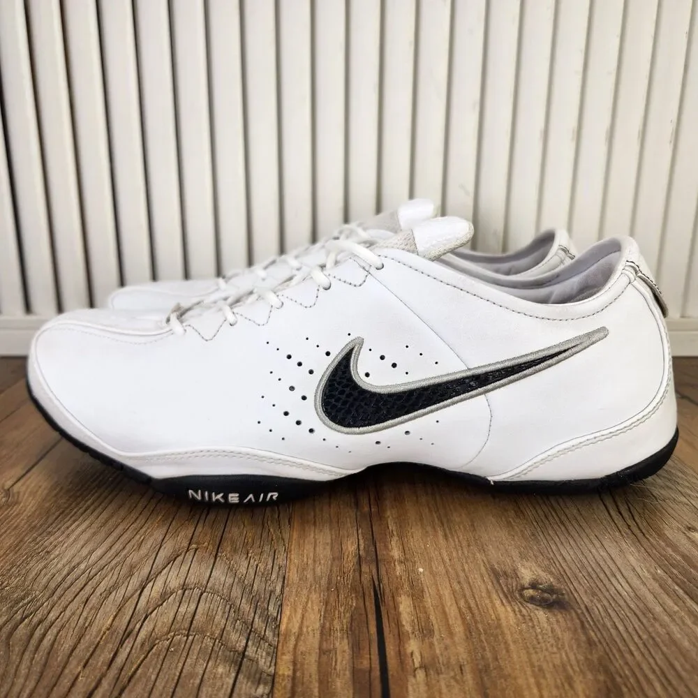 Nike Air Classic Shoes Mens Sz 9.5 White Black Sleek Leather Sneakers 354048-101
